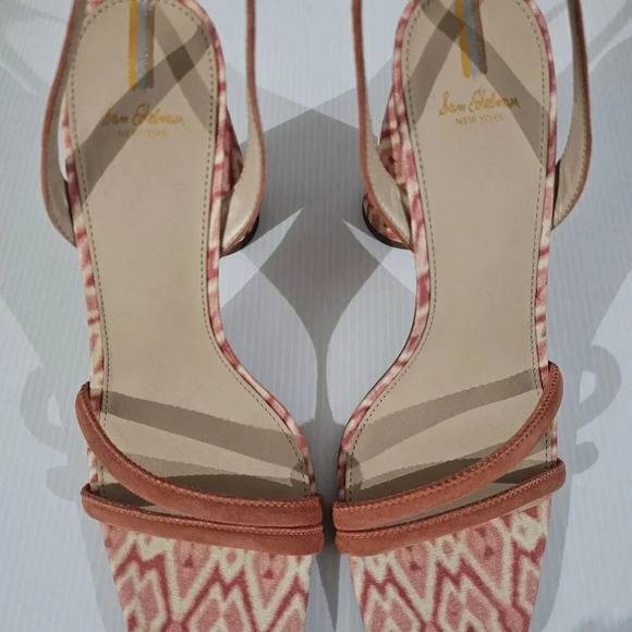 NEW Sam Edelman Kia Heel Womens 10.5 Terracotta Pink Suede Strappy Sandal Aztec - Picture 8 of 13